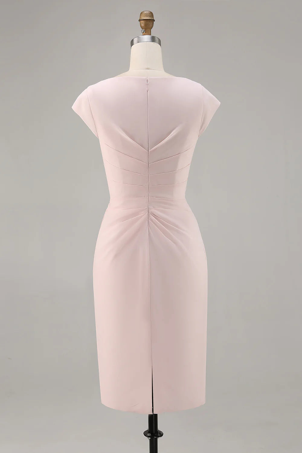 Candy Pink Bodycon V Neck Midi Mother of Bride Dress with Ruffles