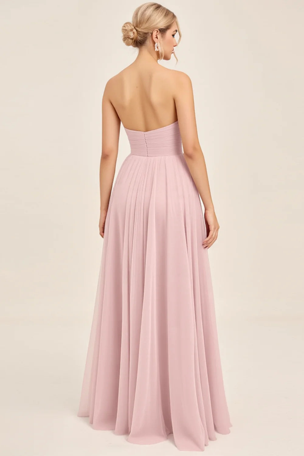 Candy Pink Tulle A Line Strapless Ruched Bridesmaid Dress