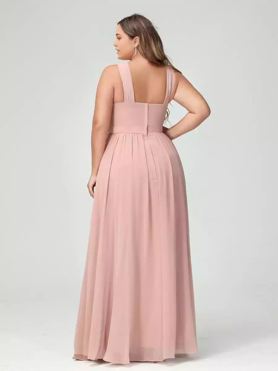 Charming A-line/princess style cross sleeveless chiffon plus size Bridesmaid Dresses