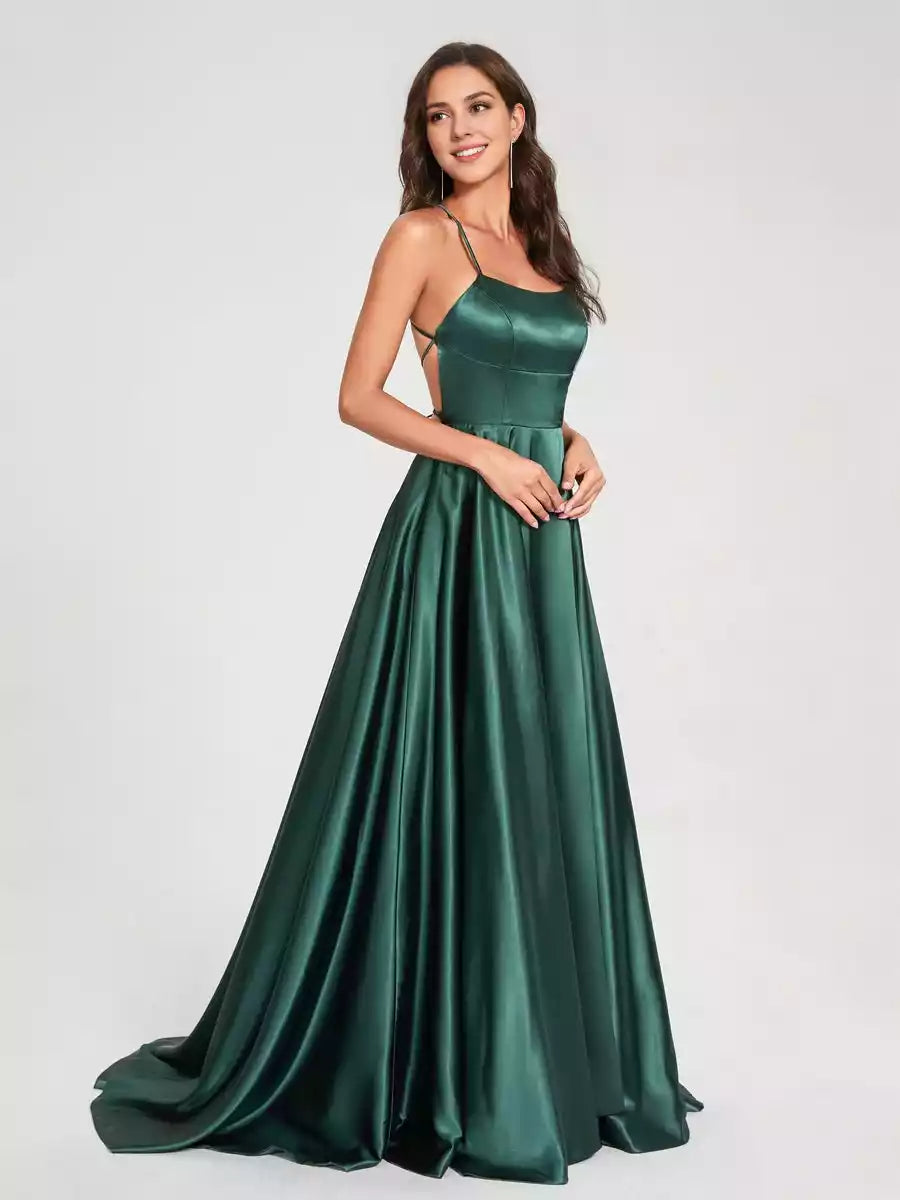 Charming A-line/princess style strapless and floor slit backless Bridesmaid Dresses
