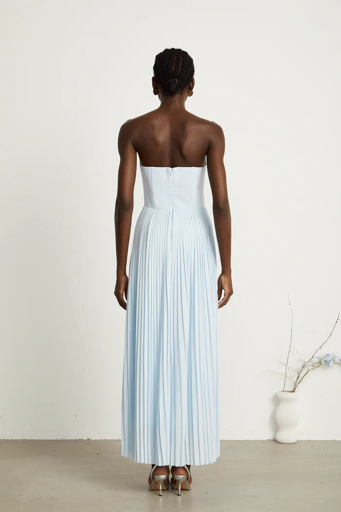 Charming Light Blue Pleated Strapless Sweetheart Back Zip Floor Length Evening Dresses