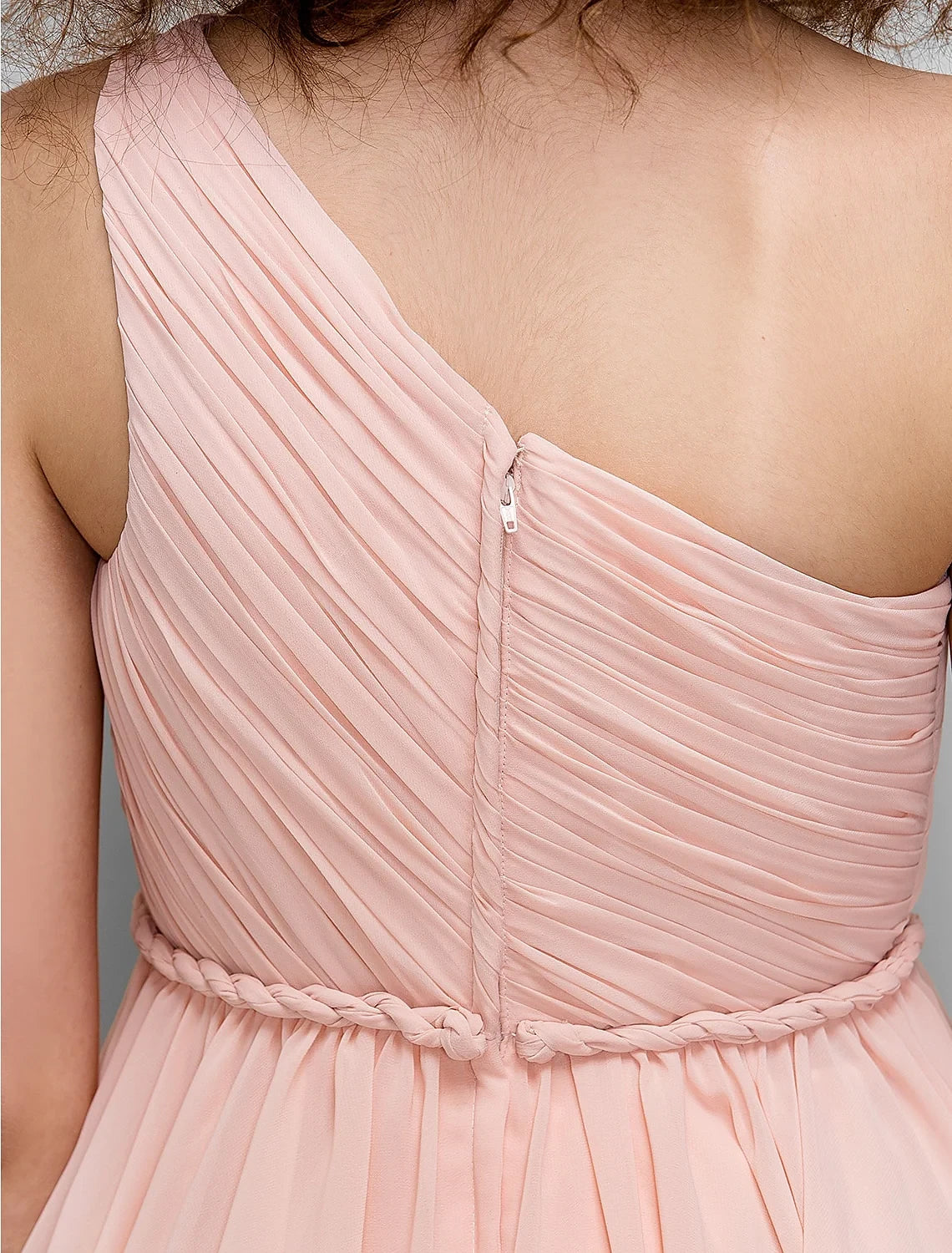 Charming Chiffon A-Line One Shoulder Zipper Back Short Bridesmaid Dresses