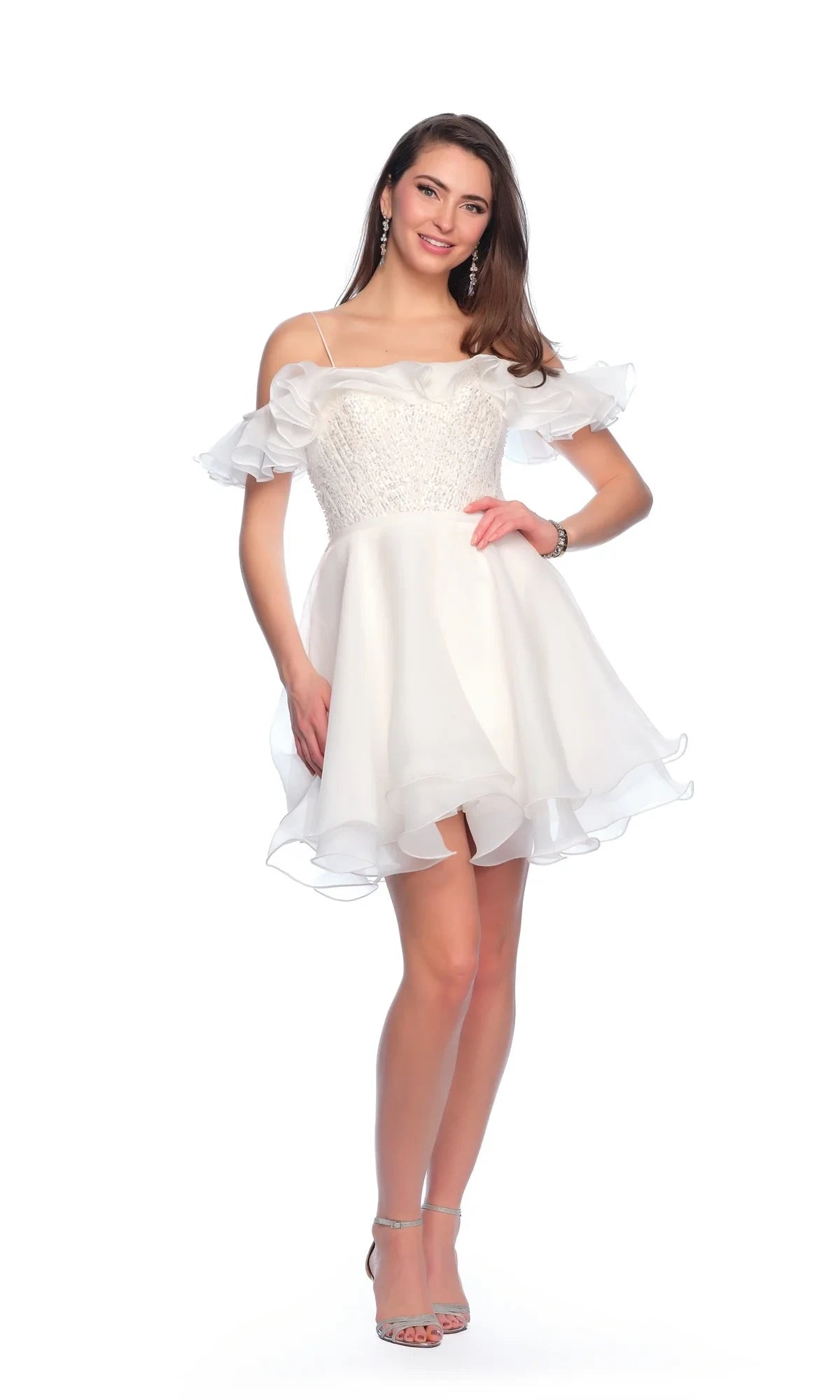 Charming Sequin A-Line Off-Shoulder Sweetheart Ruffled Lace-Up Short Homecoming Dresses