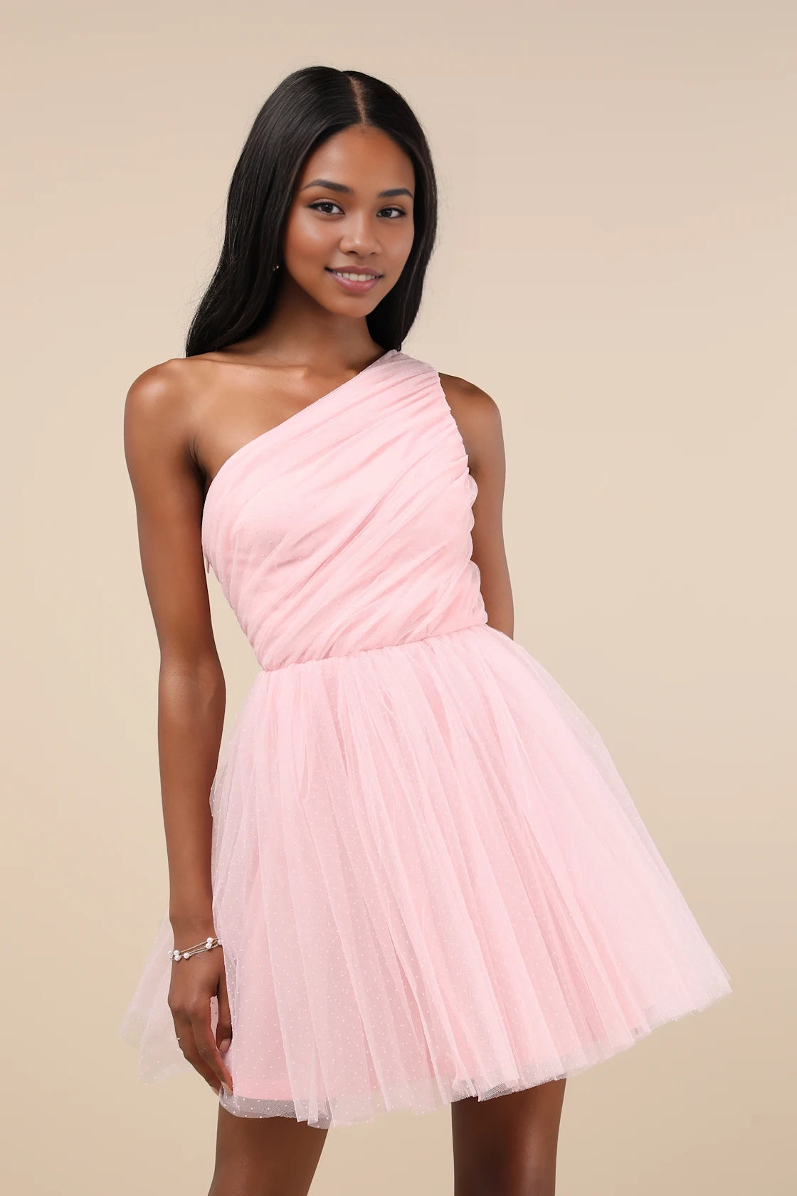 Charming see through mesh sleeveless corset with one shoulder collar and wide shoulder straps Homecoming Dresses