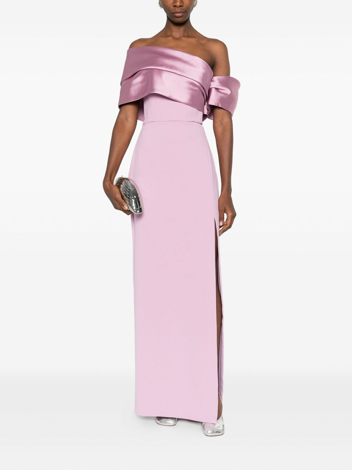 Chic Column Evening Gown Off Shoulder Sweetheart Neck Short Sleeves Open Back Floor Length Evening Dress