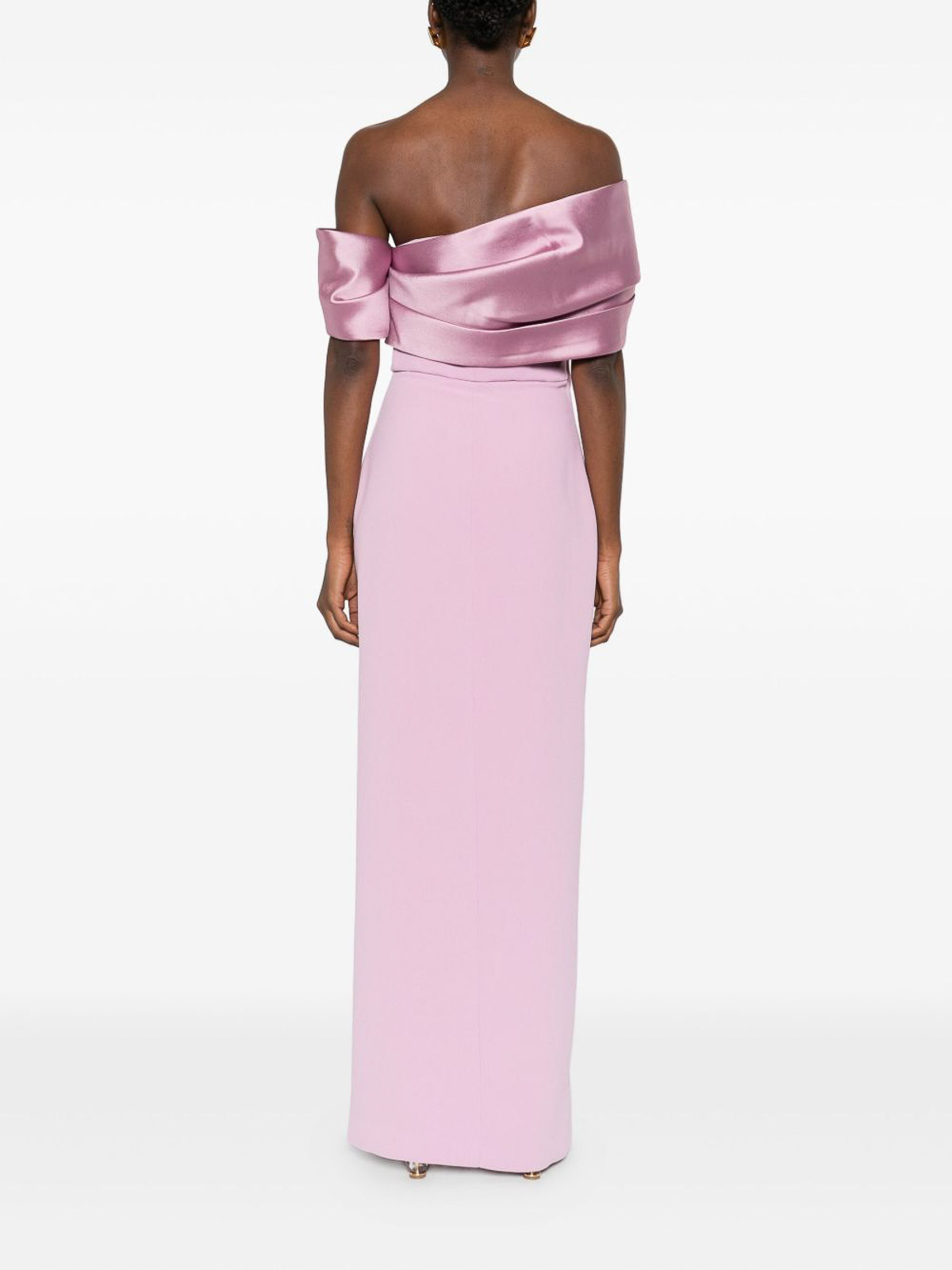 Chic Column Evening Gown Off Shoulder Sweetheart Neck Short Sleeves Open Back Floor Length Evening Dress