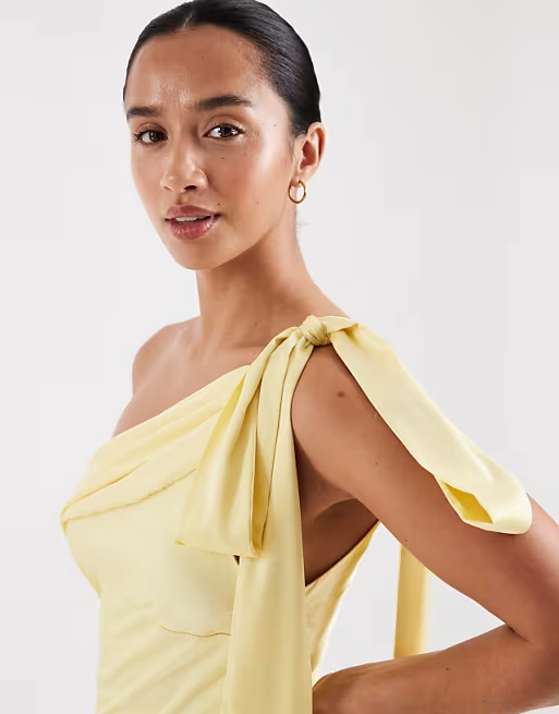 Chic Column One-Shoulder Bow-Tie Sleeveless Open-Back Floor-Length Bridesmaid Dress