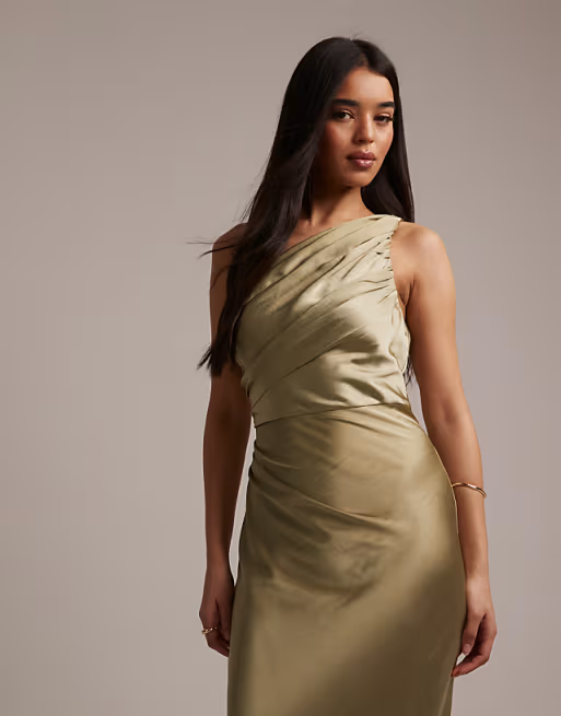 Chic Mermaid One-Shoulder Sleeveless Straight-Back Floor-Length Bridesmaid Dress