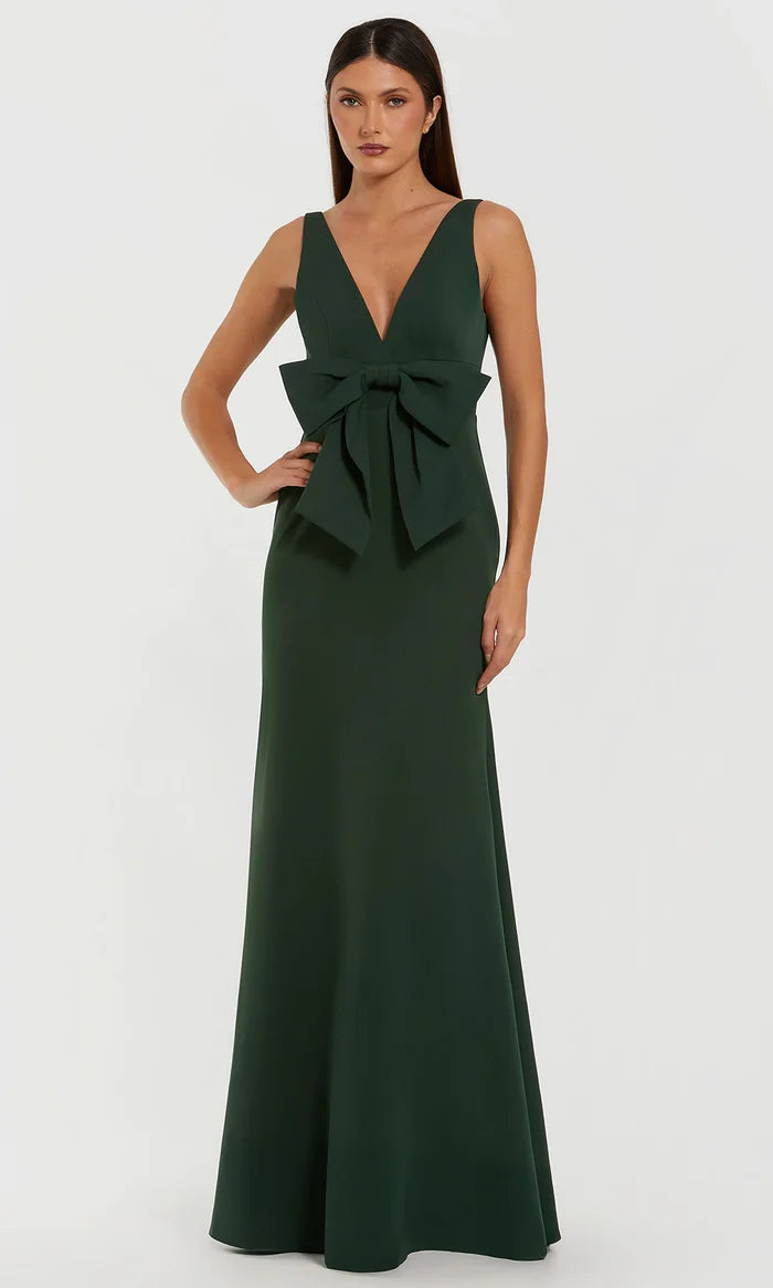 Chic Mermaid V Neck Sleeveless Bow Waist Floor Length Mother of the Bride Dress