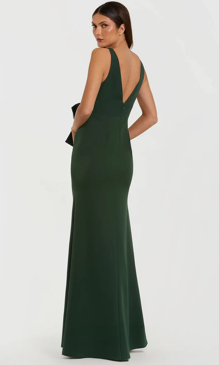 Chic Mermaid V Neck Sleeveless Bow Waist Floor Length Mother of the Bride Dress