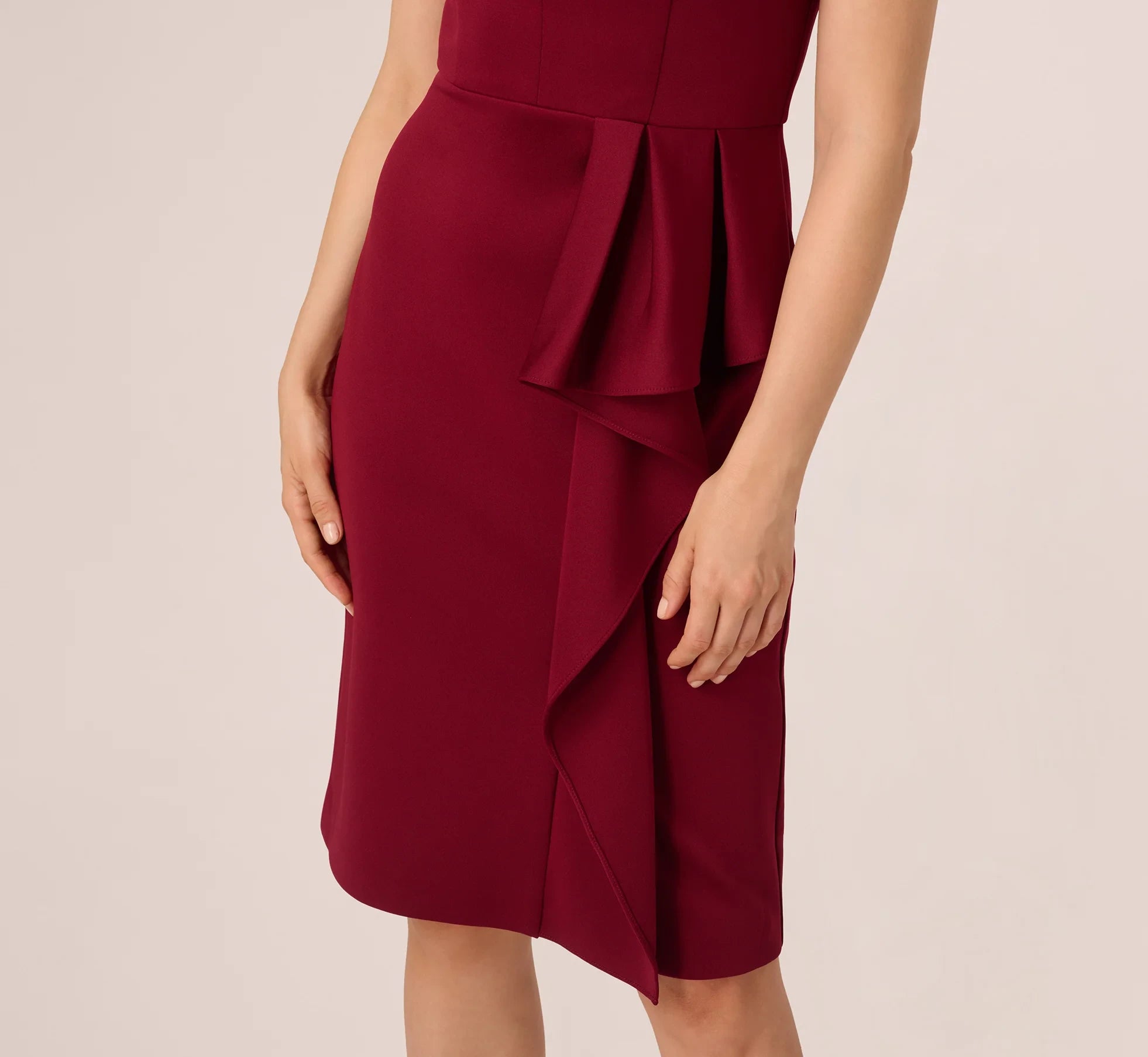 Chic Satin A-Line Embellished High Neck Cap Sleeve Zipper Back Tea-Length Mother of the Bride Dresses