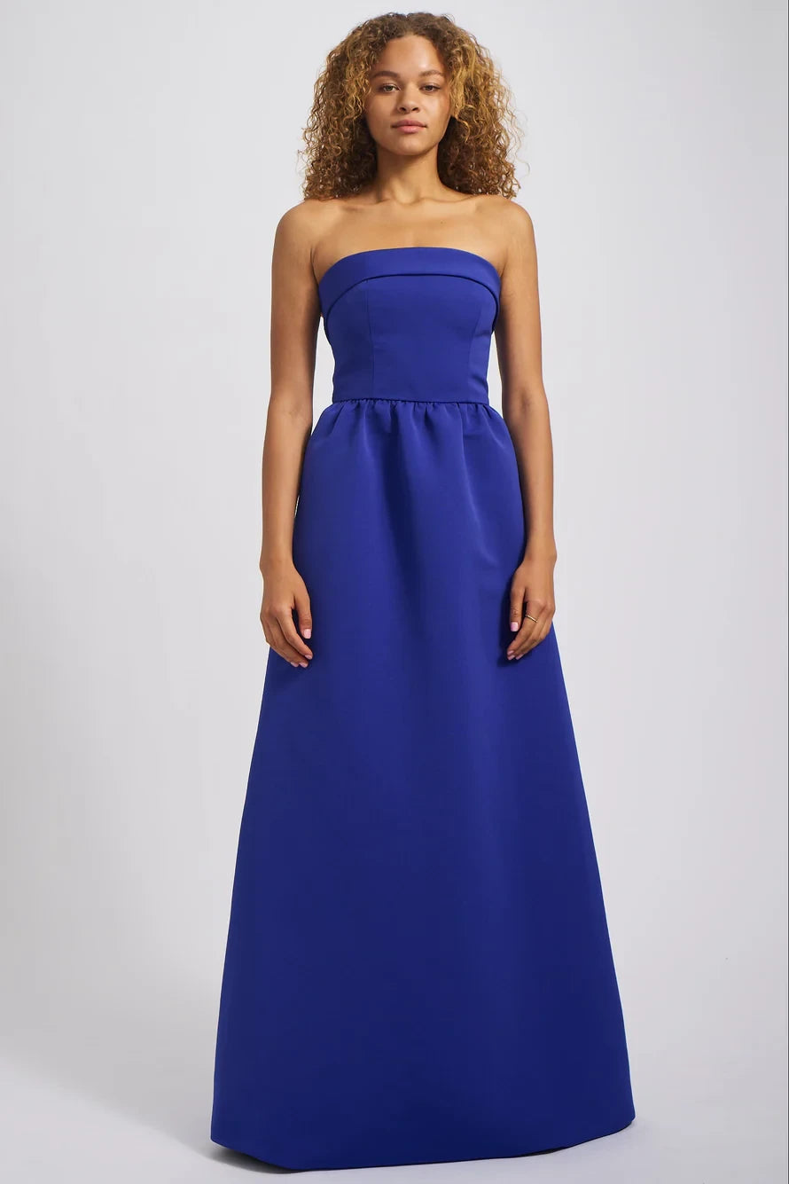 Chic Satin A-Line Strapless Sleeveless Zipper Back Floor-Length Bridesmaid Dresses