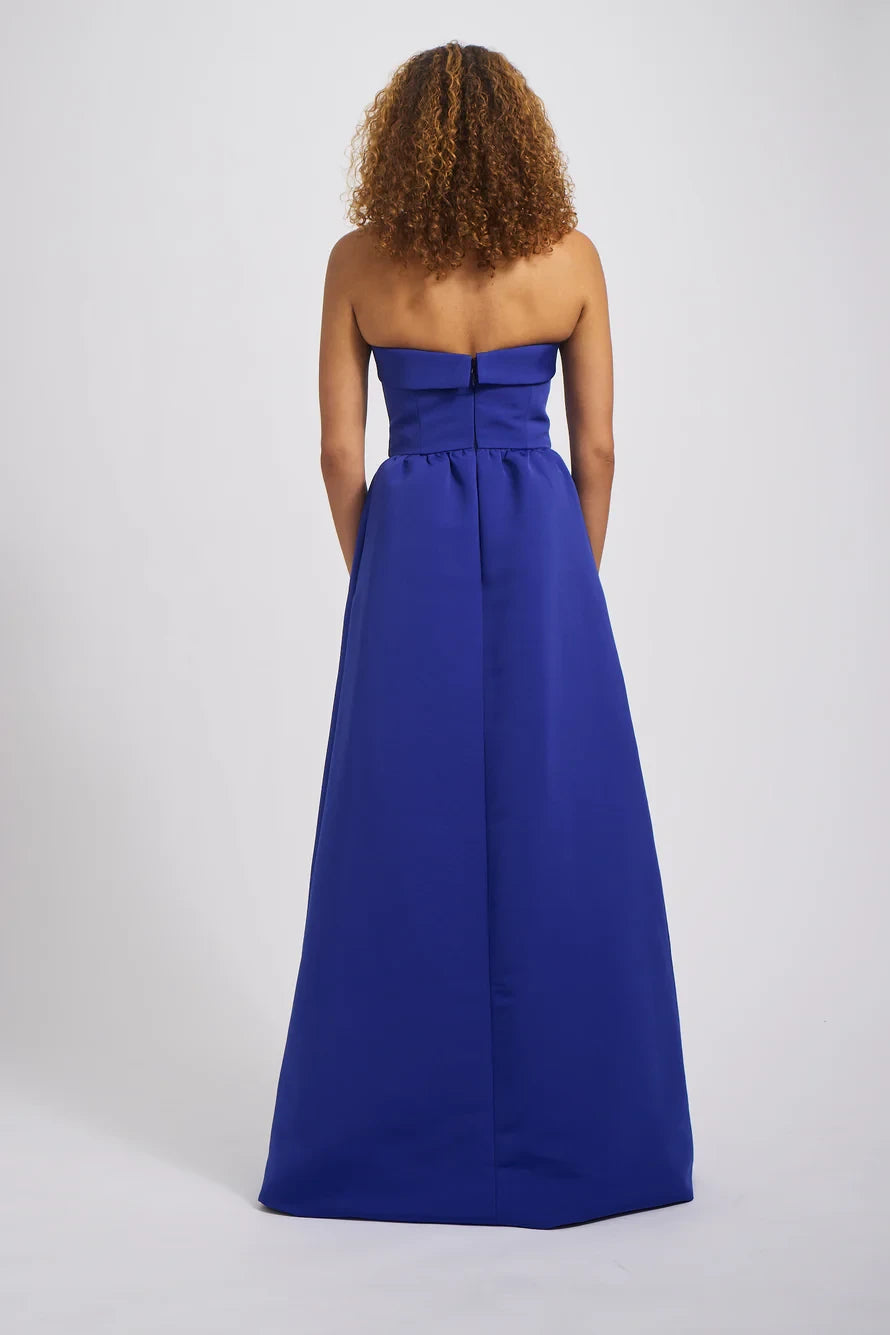 Chic Satin A-Line Strapless Sleeveless Zipper Back Floor-Length Bridesmaid Dresses