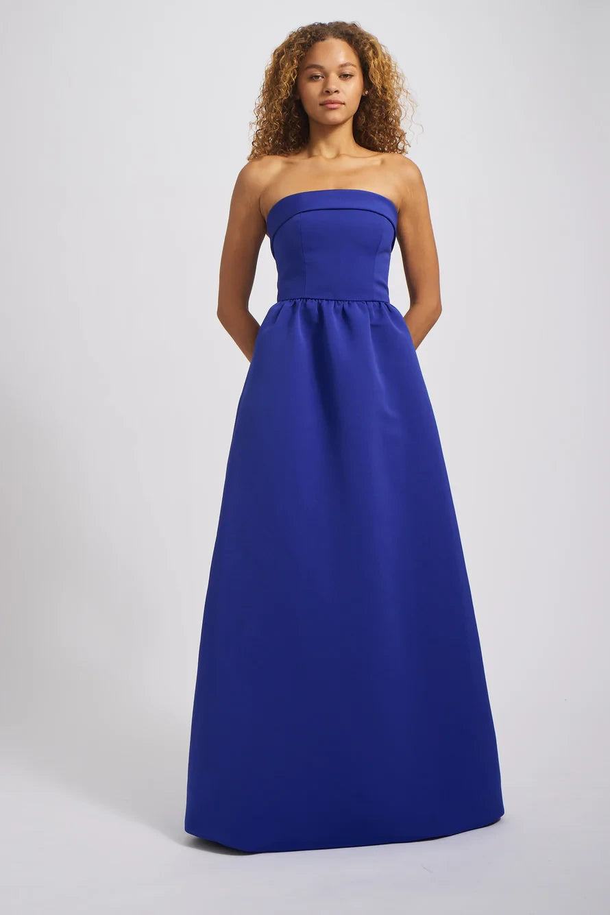 Chic Satin A-Line Strapless Sleeveless Zipper Back Floor-Length Bridesmaid Dresses