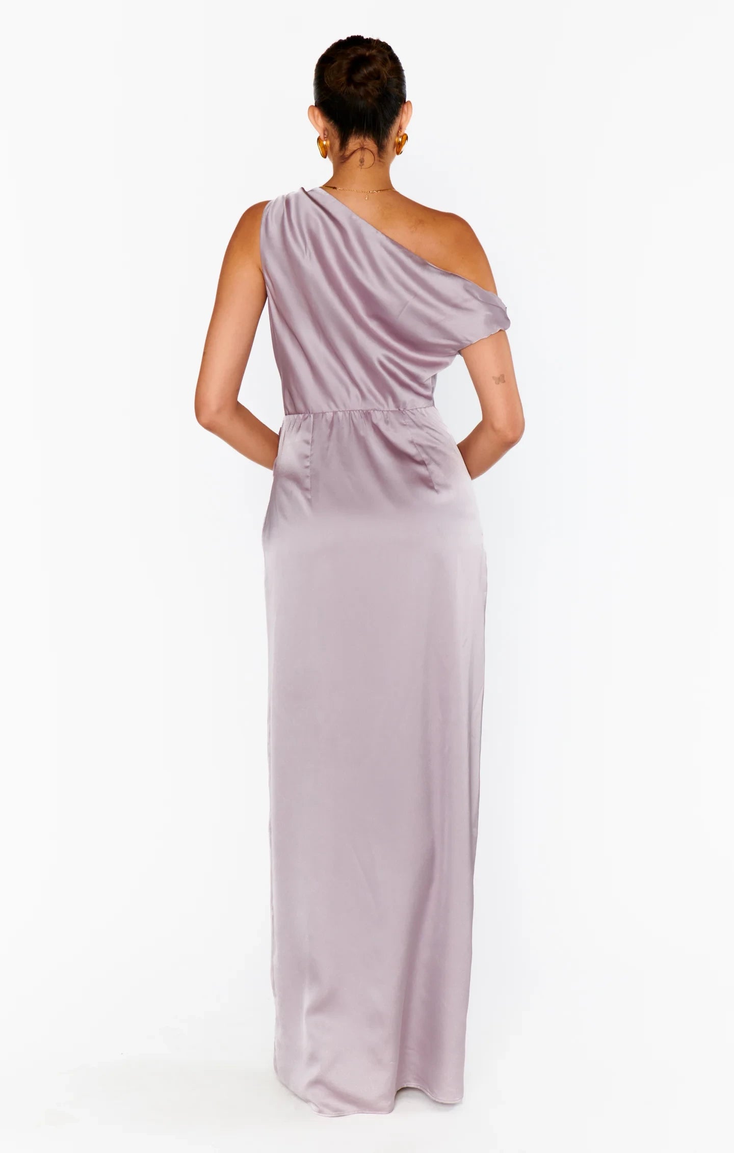Chic Satin Sheath One-Shoulder Sleeveless Simple Back Floor-Length Bridesmaid Dresses