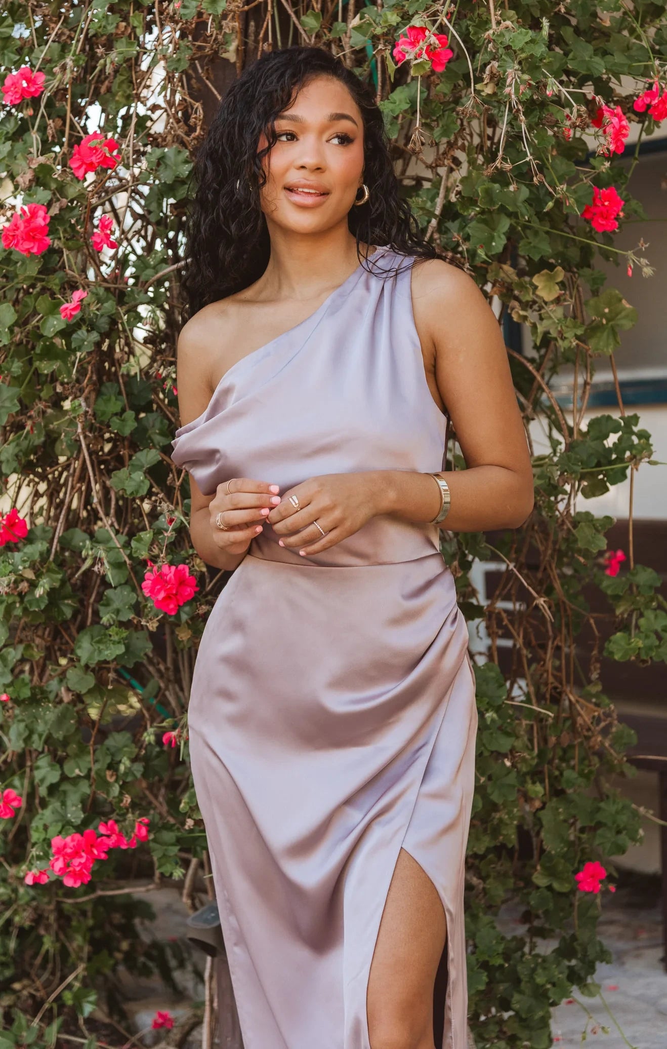 Chic Satin Sheath One-Shoulder Sleeveless Simple Back Floor-Length Bridesmaid Dresses