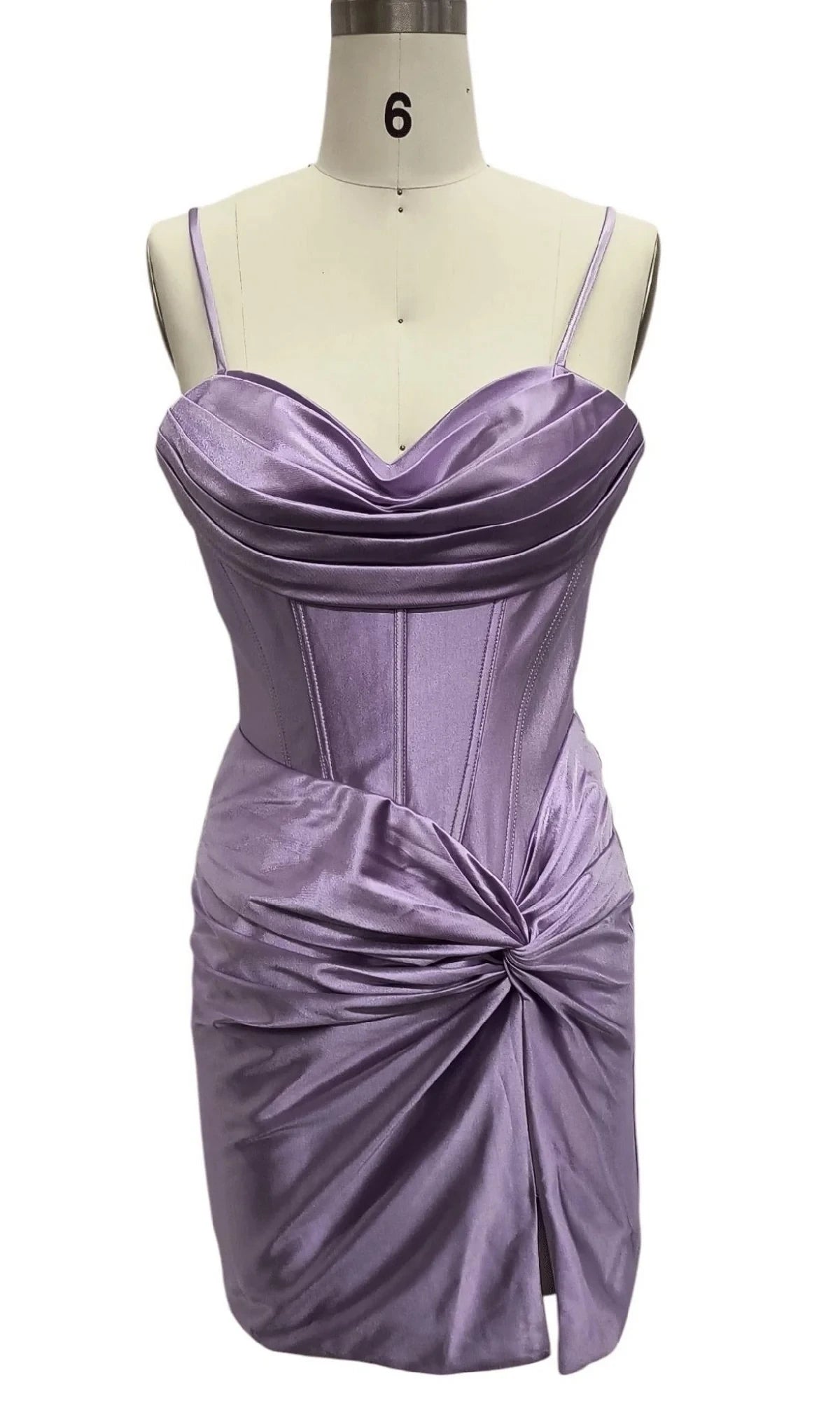Chic Satin Sheath Sweetheart Cowl Neck Spaghetti Straps Lace-Up Back Short Homecoming Dresses