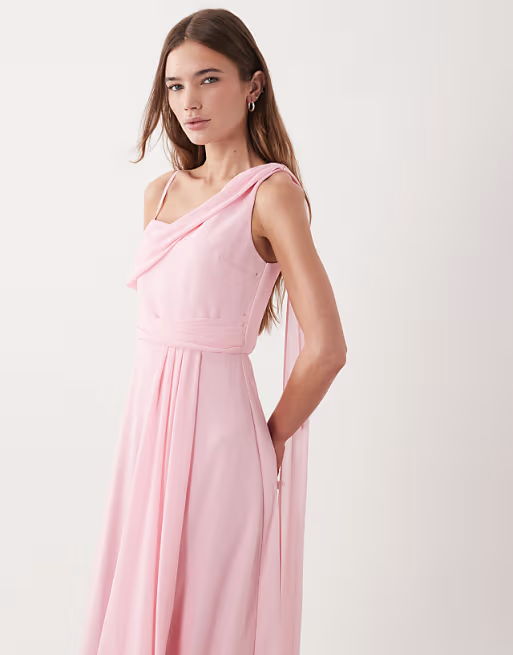 Chiffon A-Line One-Shoulder Sleeveless Floor Length Bridesmaid Dress
