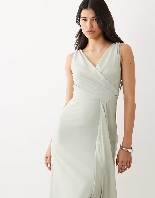 Chiffon Sheath V-Neck Sleeveless Back-Zip Floor Length Bridesmaid Dress