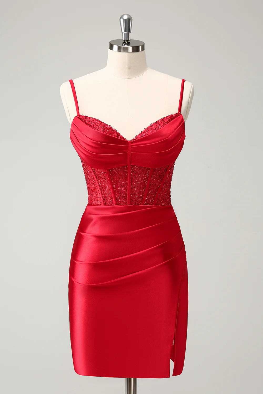 Classy Red Bodycon Corset Short Homecoming Dress with Lace Up Back