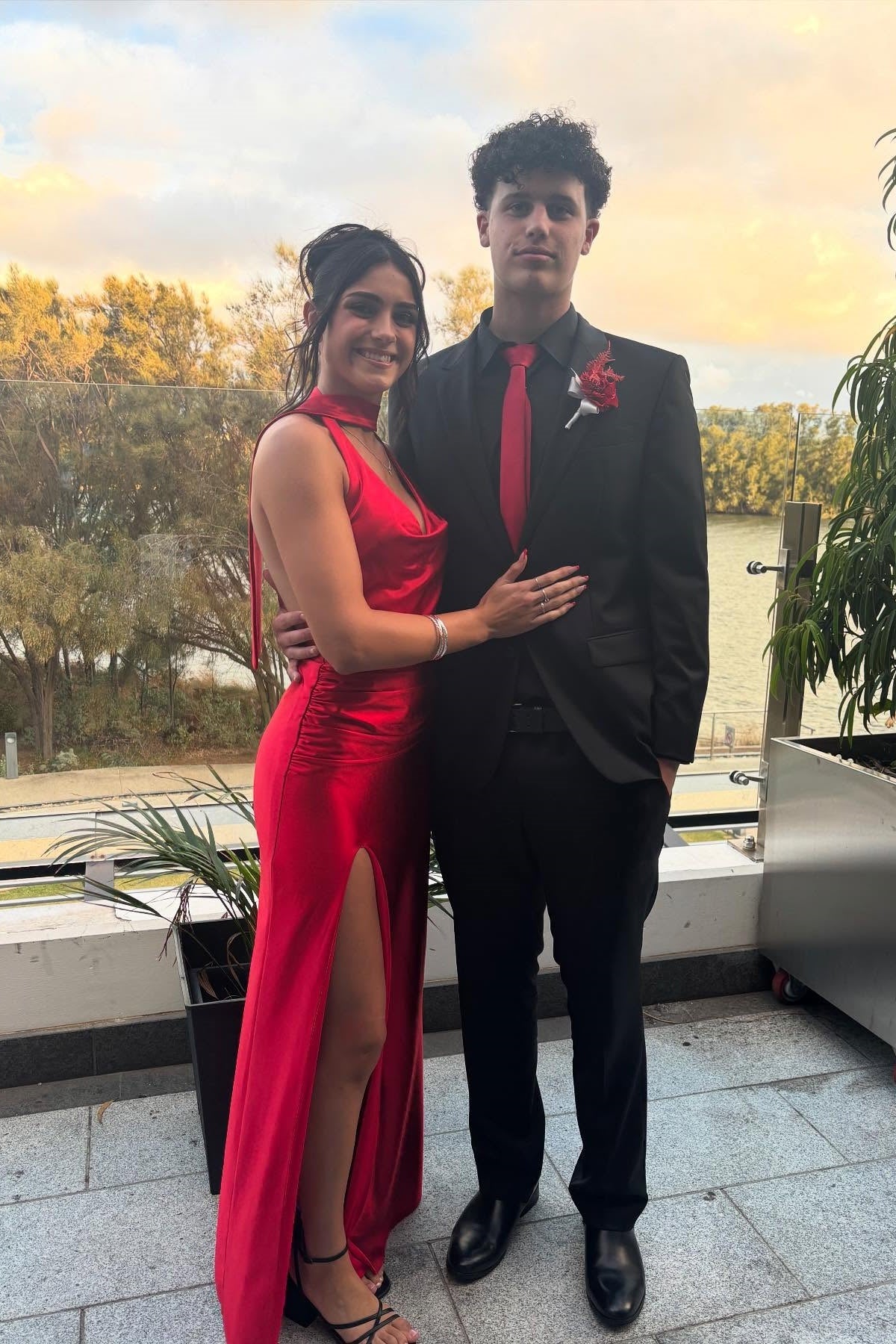 Cowl Neck Red Backless Long Full Of Charm Prom Dresses