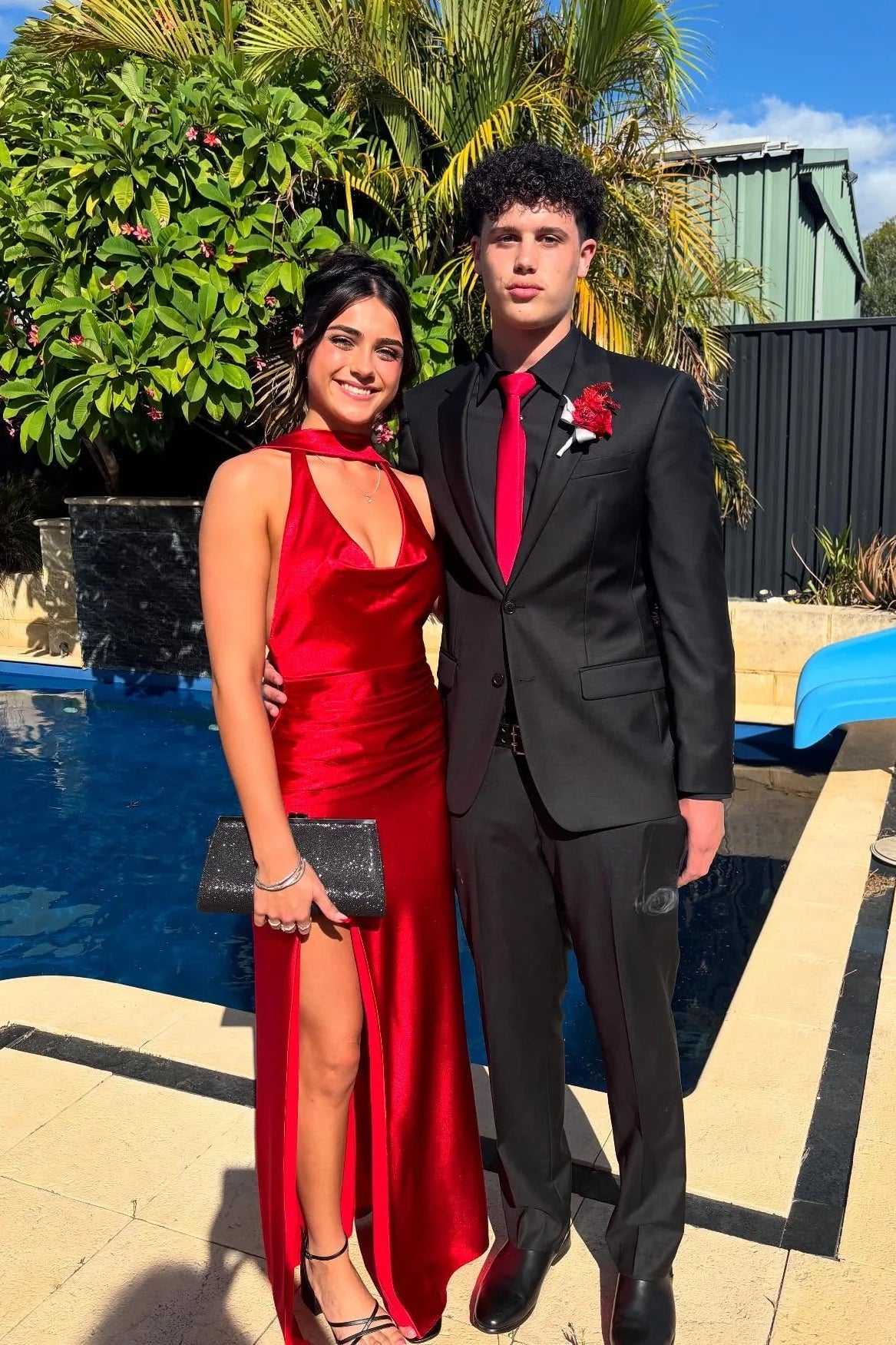 Cowl Neck Red Backless Long Full Of Charm Prom Dresses