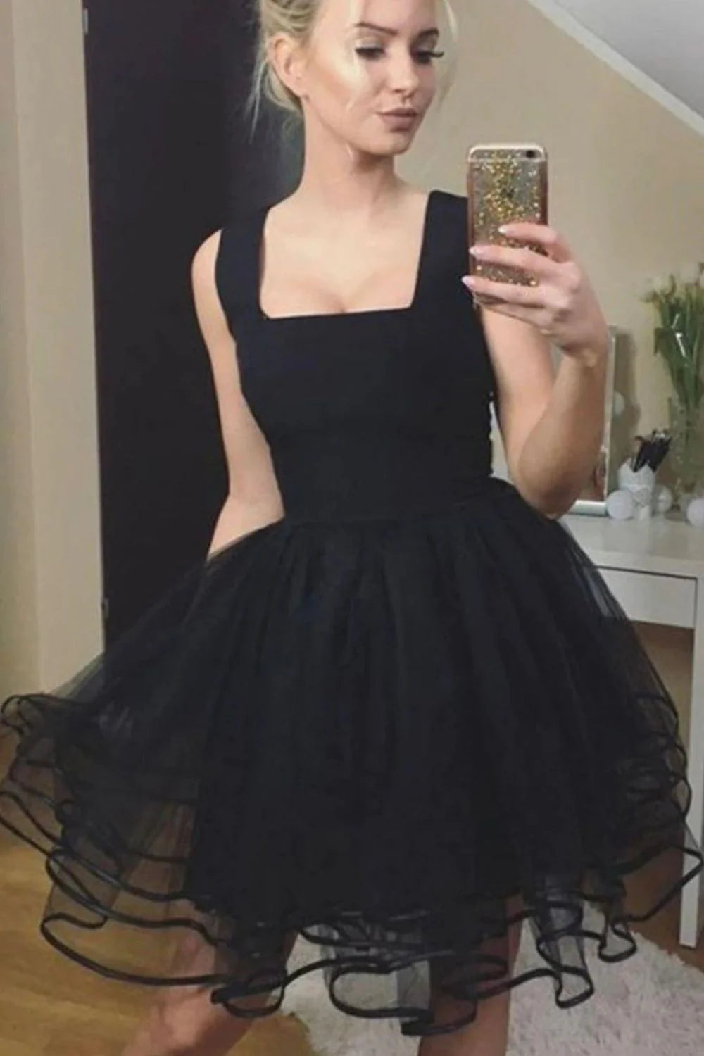 Cute A-Line Strapless Short Satin Homecoming Dress With Bowknot