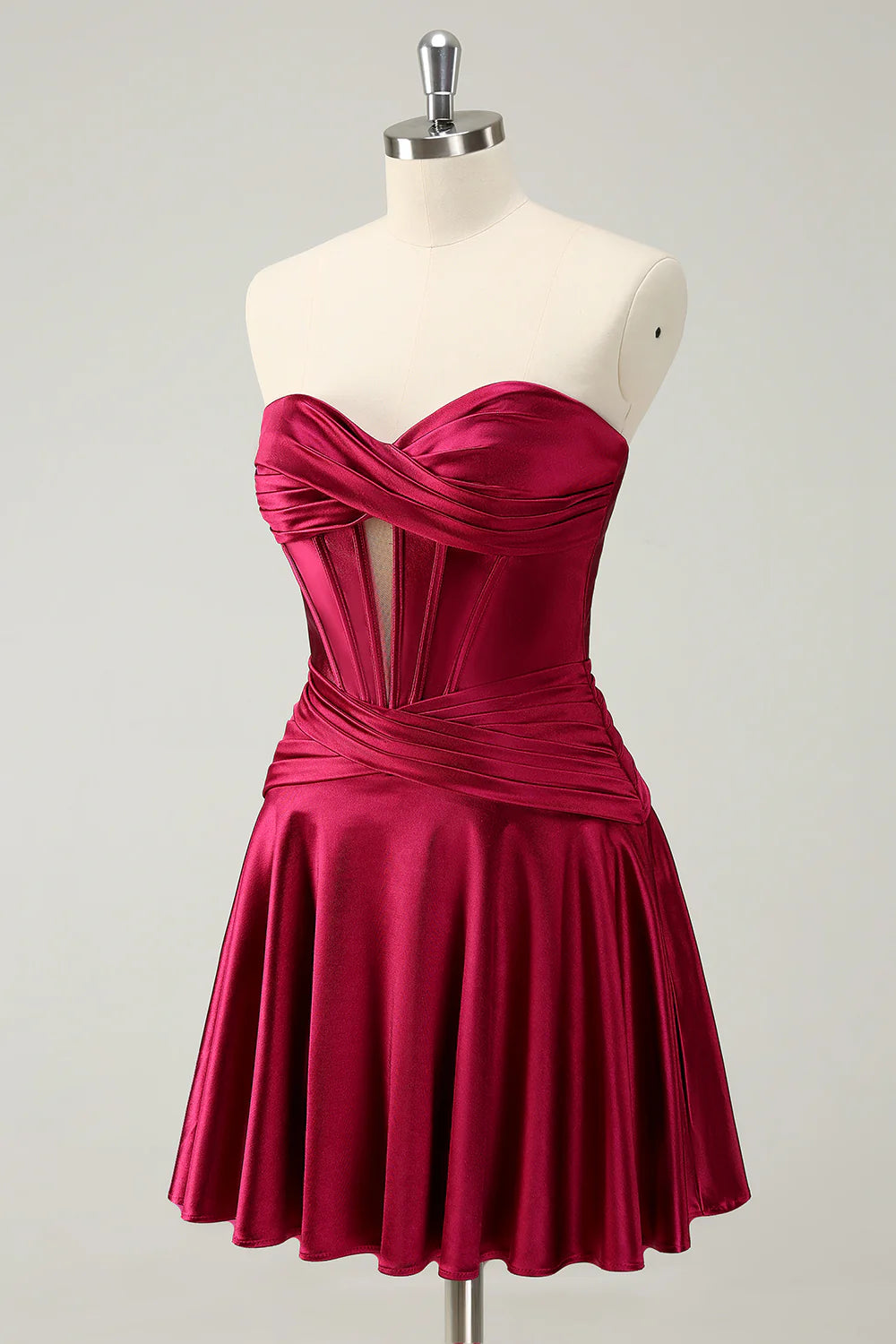 Cute Burgundy A Line Sweetheart Criss Cross Corset Homecoming Dress with Ruffles