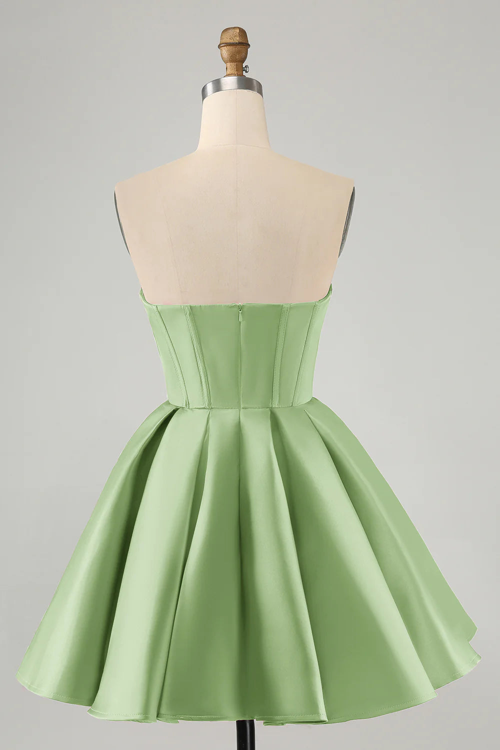 Cute Green A Line Sweetheart Corset Short Homecoming Dress with Beading