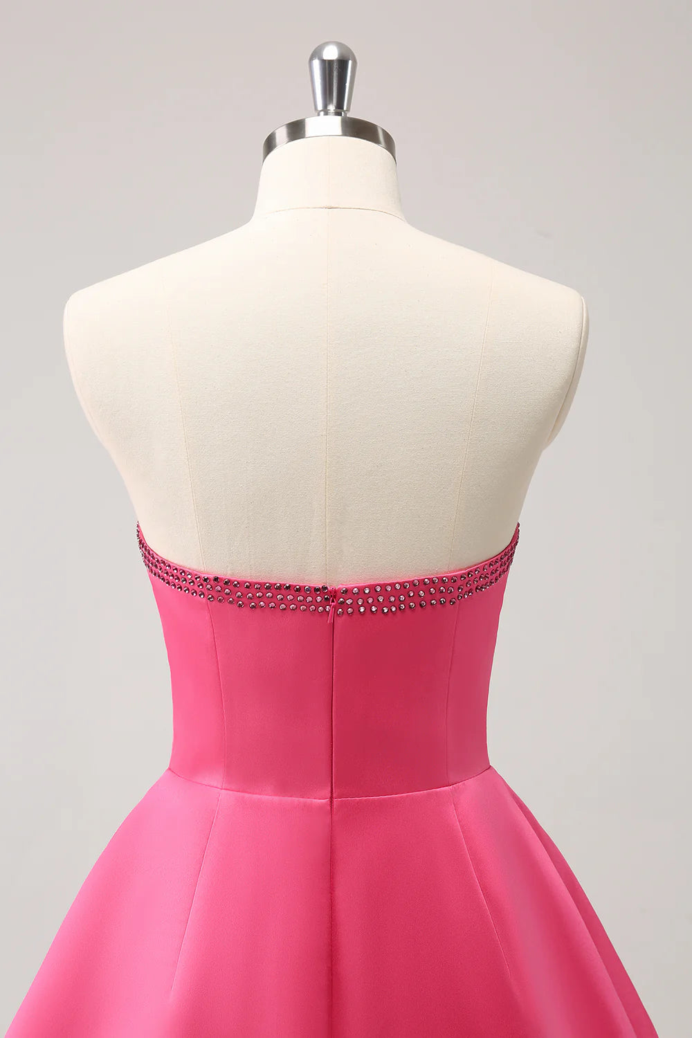 Cute Hot Pink A Line Strapless Cut Out Homecoming Dress with Beading