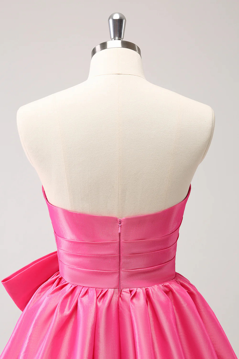 Cute Hot Pink A Line Strapless Pleated Short Homecoming Dress with Bow