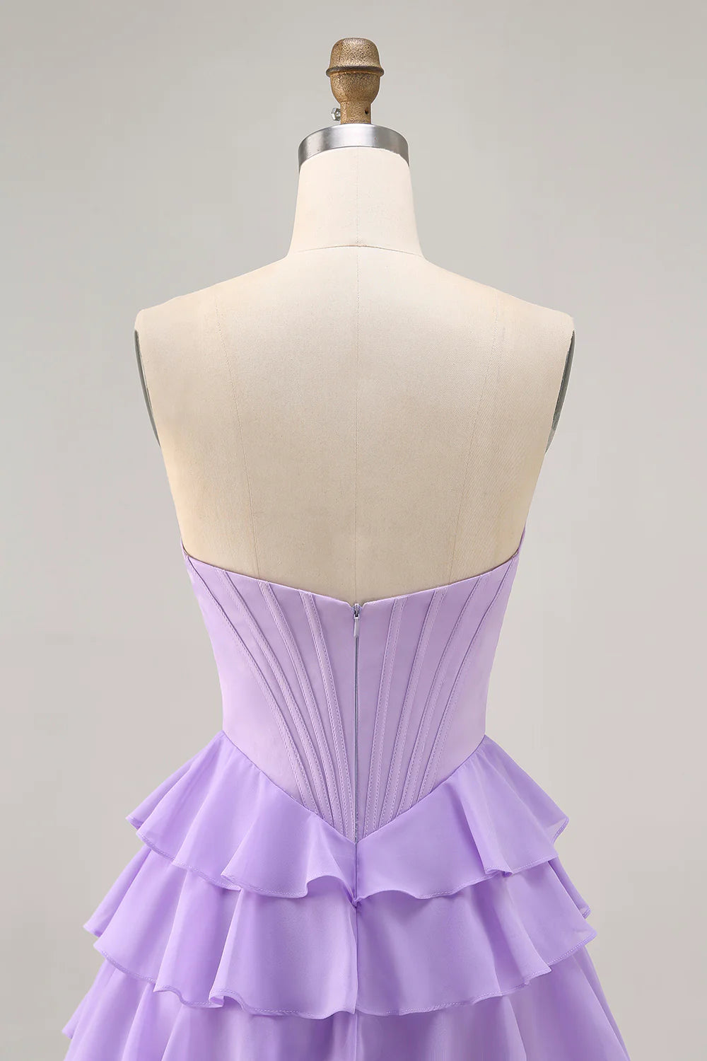 Cute Purple A-Line Tiered Strapless Corset Short Homecoming Dress