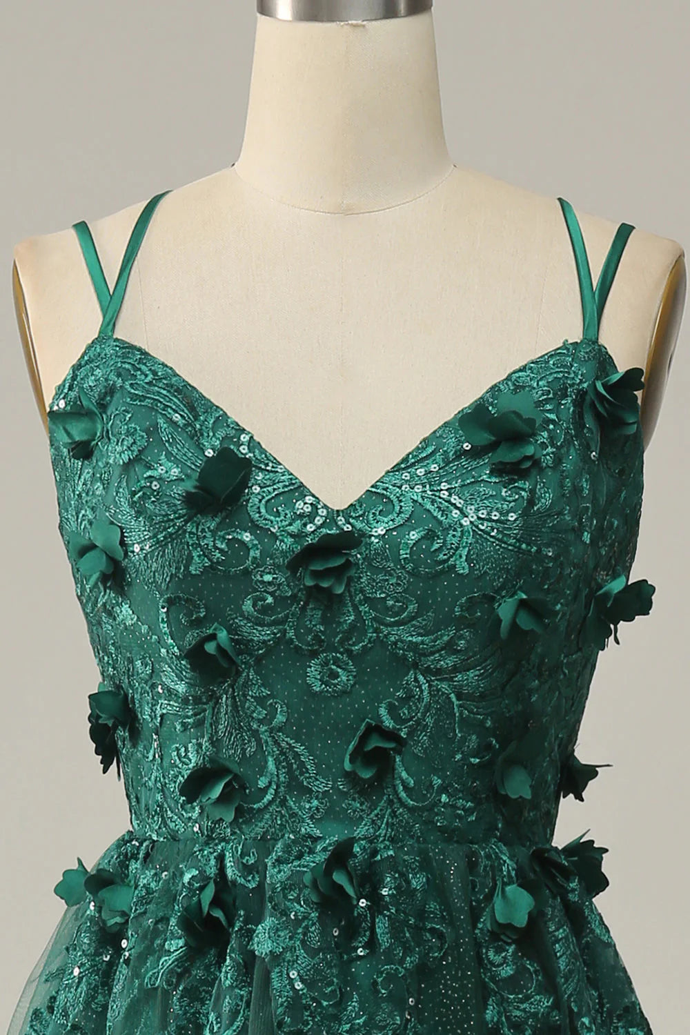 Dark Green A Line Tulle Full Of Charm Prom Dress with Slit