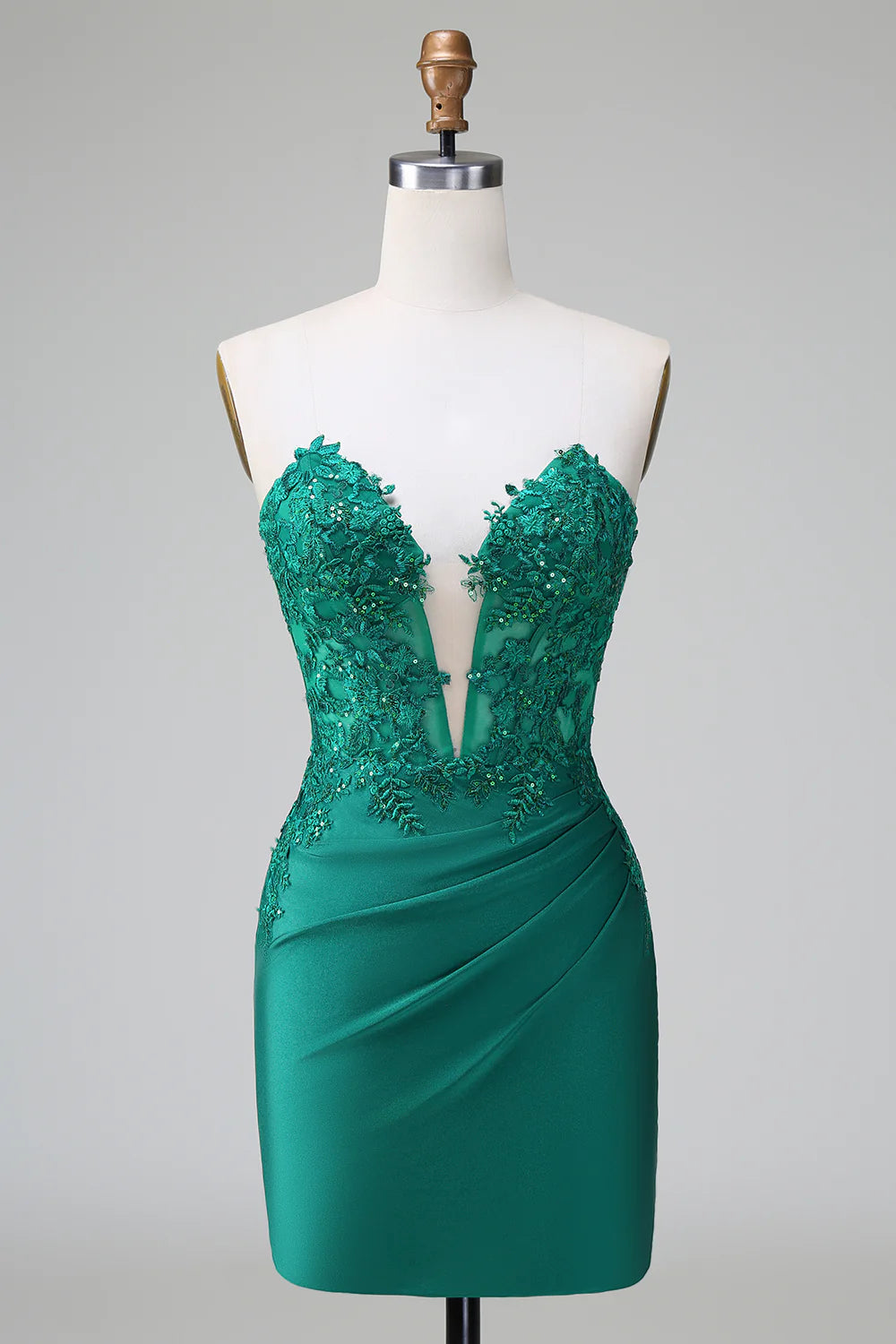 Dark Green Halter Corset Backless Bodycon Satin Homecoming Dress