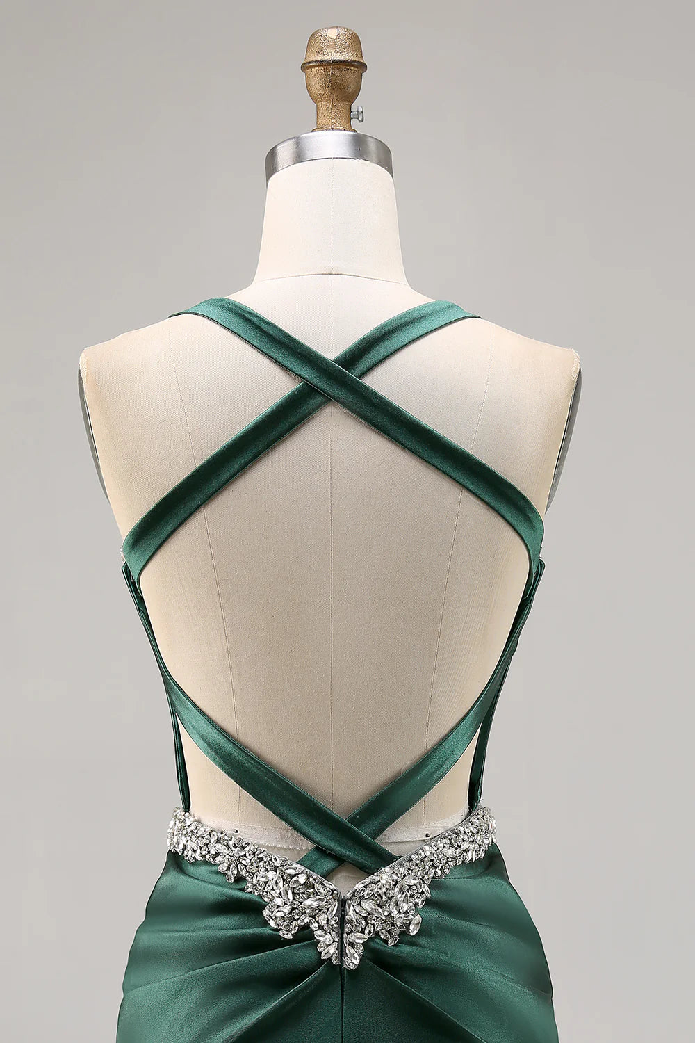 Dark Green Halter Corset Backless Bodycon Satin Homecoming Dress