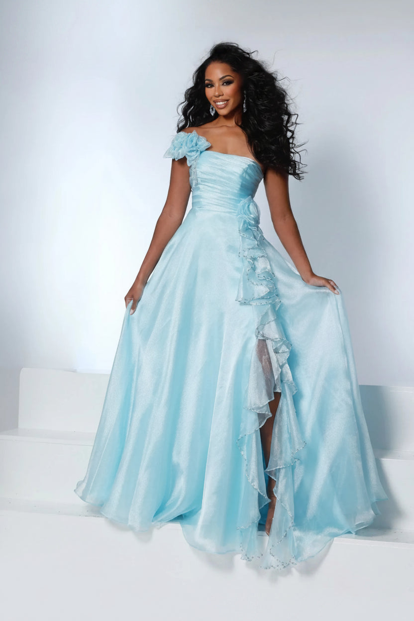 Dazzling Satin A-Line One-Shoulder Sweetheart Zipper Back Floor-Length Evening Dresses