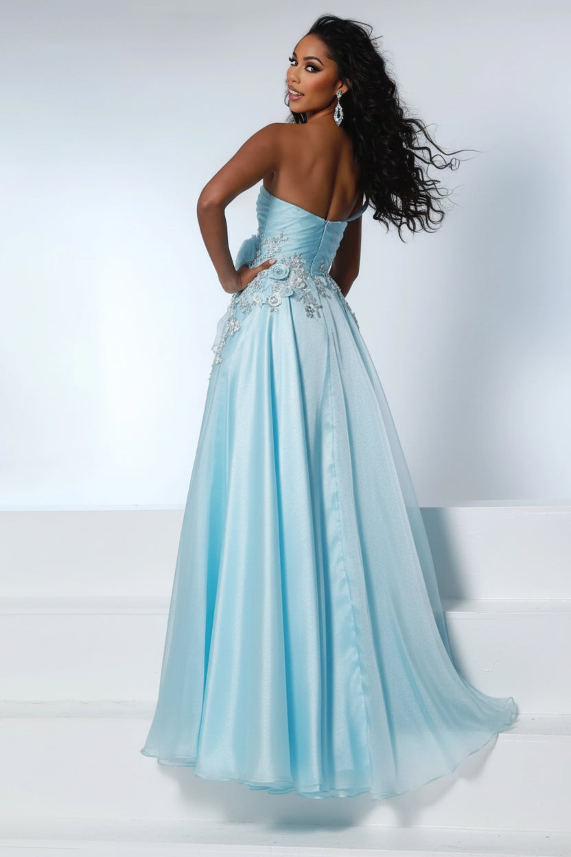 Dazzling Satin A-Line One-Shoulder Sweetheart Zipper Back Floor-Length Evening Dresses