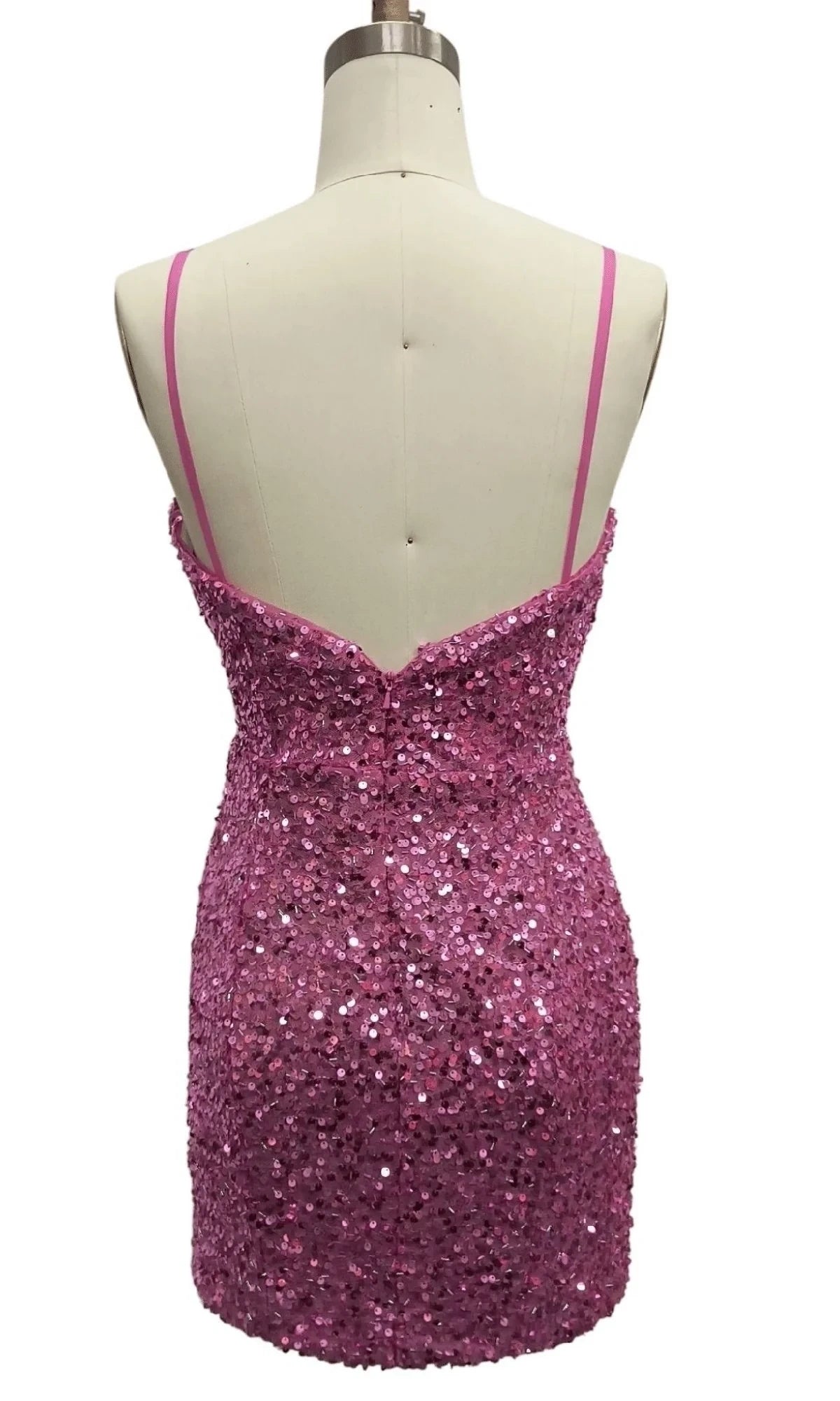 Dazzling Sequin Sheath Sweetheart Cutout Spaghetti Strap Low Back Short Homecoming Dresses