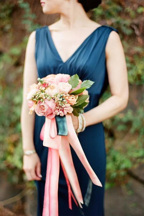 Draped Jersey Sleeveless V-Neck Cowl Back Floor Length Bridesmaid Dress