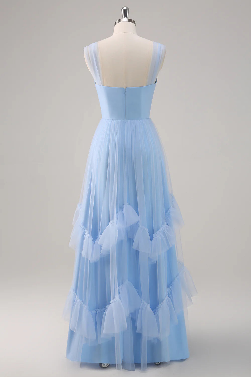 Dreamy Tulle A-Line Sweetheart Neck Sheer Strap Zipper Back Floor-Length Evening Dress