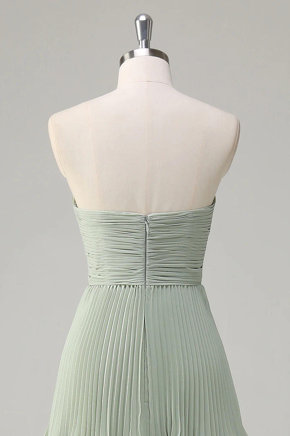 Dusty Sage A-Line Sweetheart Tiered Chiffon Floor Length Dress