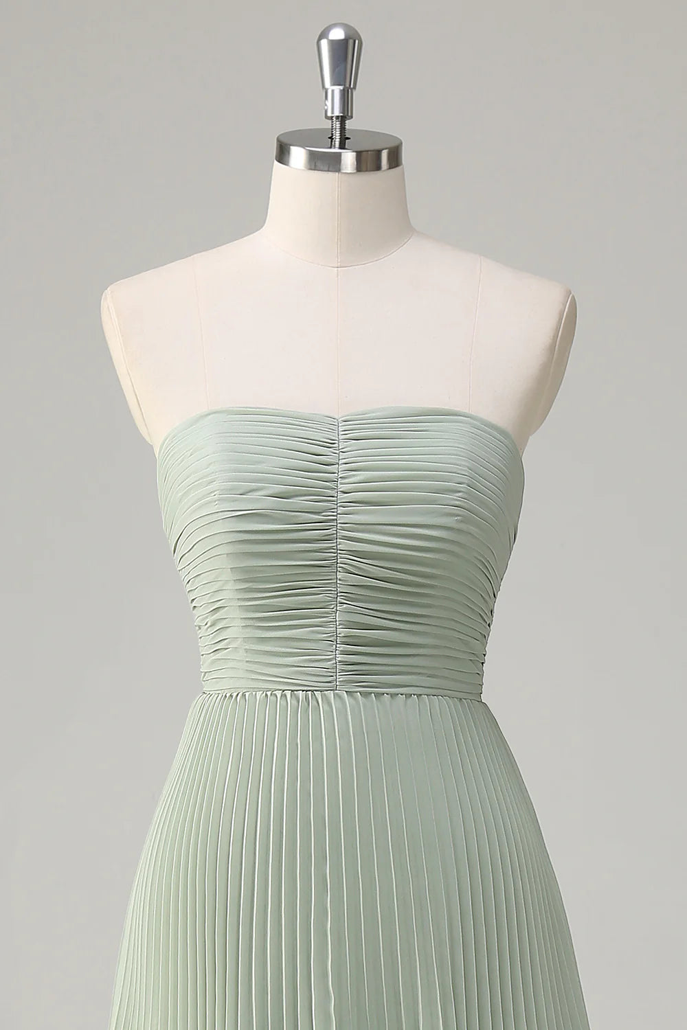 Dusty Sage A-Line Sweetheart Tiered Chiffon Floor Length Dress