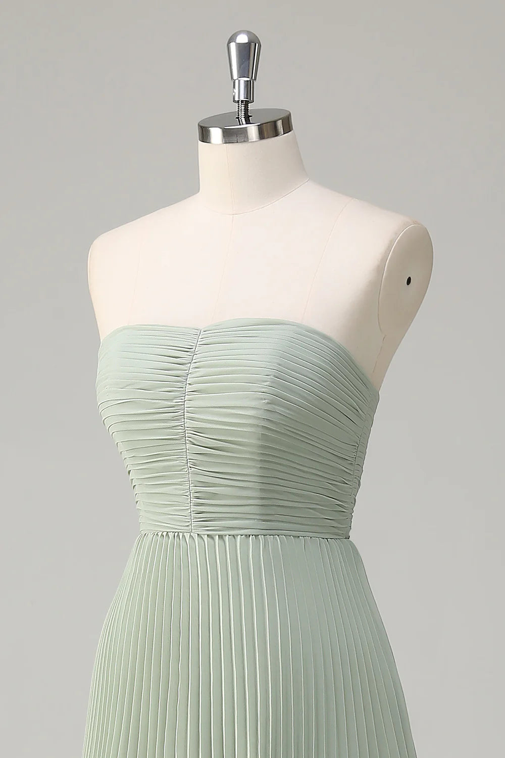 Dusty Sage A-Line Sweetheart Tiered Chiffon Floor Length Dress