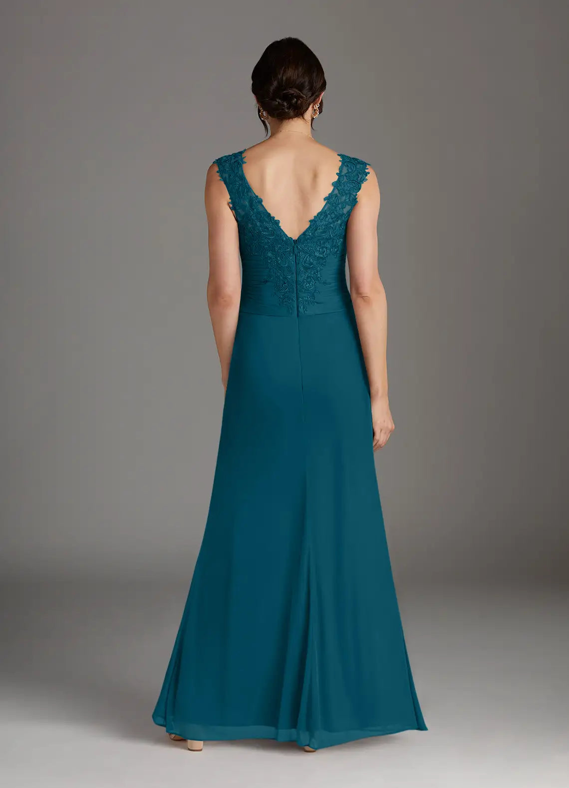 Elegant A-Line Sweetheart-Neck Cap-Sleeve Floor-Length Lace & Chiffon Mother of the Bride Dress