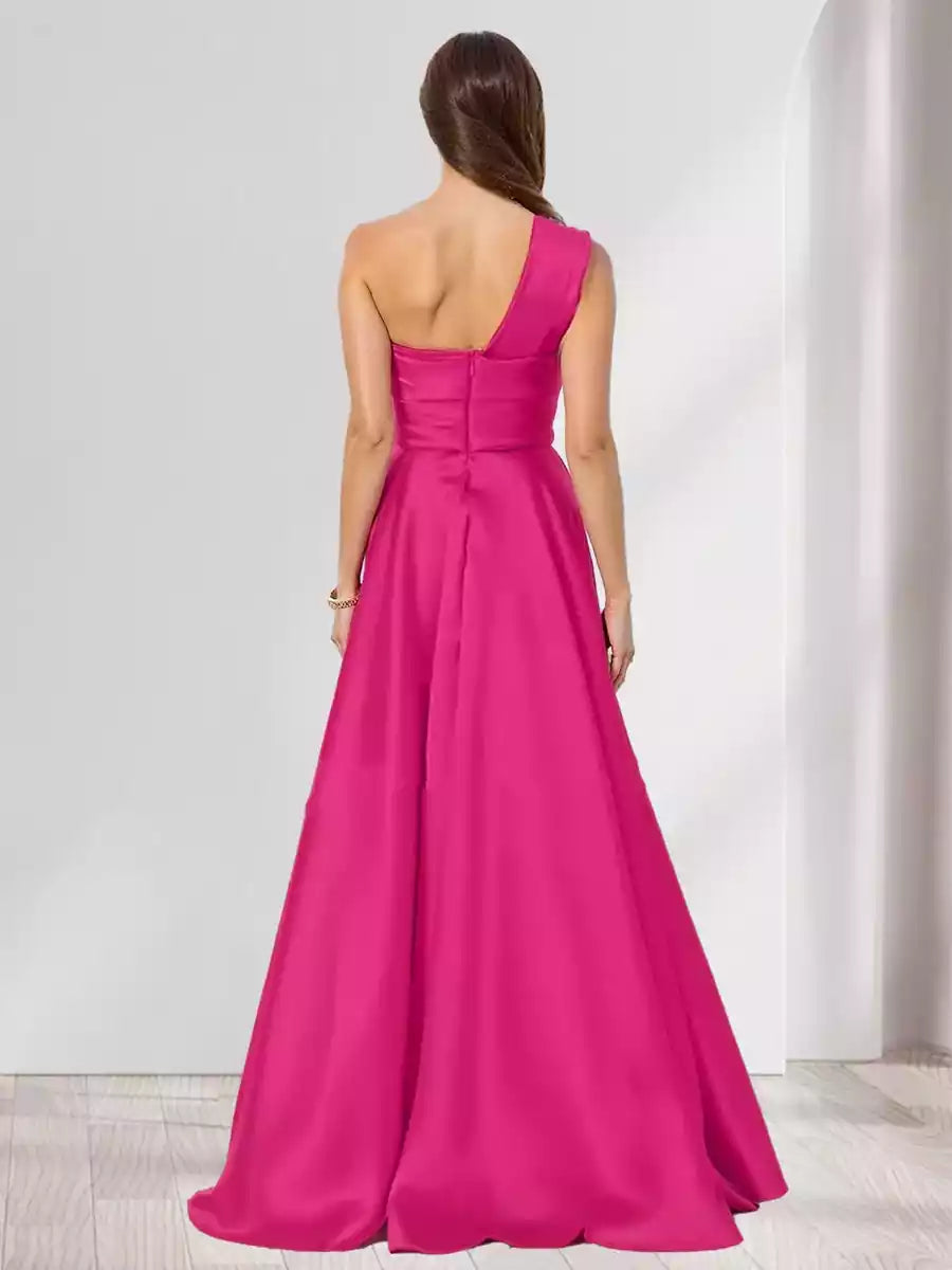 Elegant A-line/Princess style backless sleeveless pleated long Bridesmaid Dresses