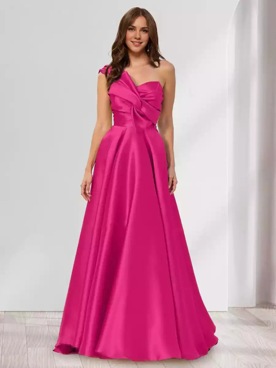 Elegant A-line/Princess style backless sleeveless pleated long Bridesmaid Dresses