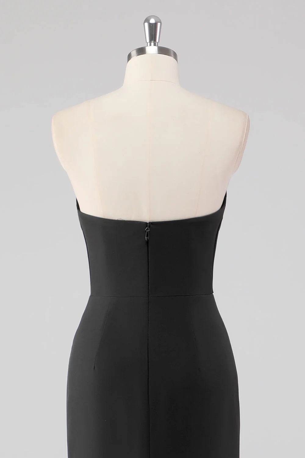 Elegant Black Mermaid Strapless Bow Detail Evening Dress with Slit