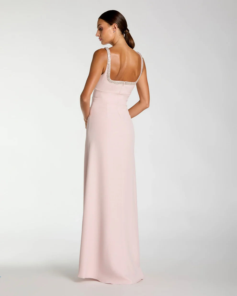 Elegant Blush A-Line Gown Sweetheart Neck Beaded Straps Zipper Back Floor-Length Evening Dresses