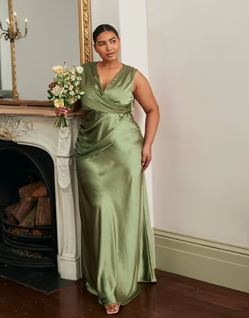 Elegant Column Cowl-Neck Sleeveless Straight-Back Floor-Length Bridesmaid Dress