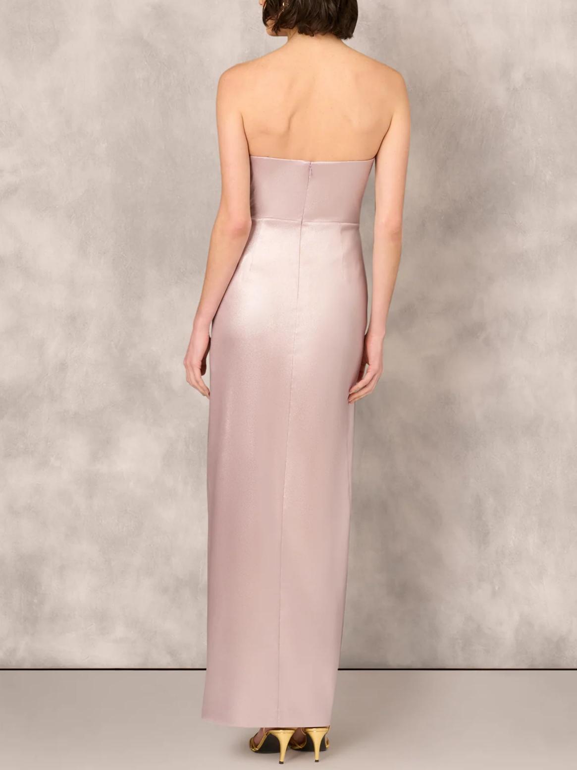 Elegant Column Strapless Sleeveless Zipper-Back Floor-Length Origami Evening Dress
